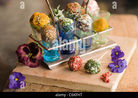 Goat cheese lollipops Stock Photo