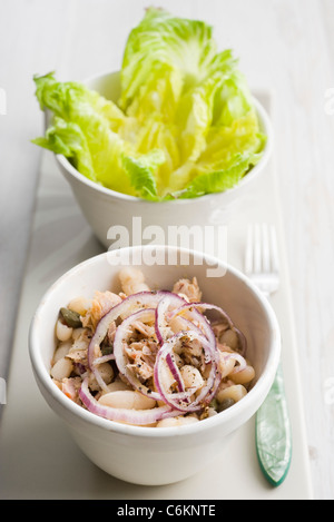 Salad with white beans and tuna Stock Photo