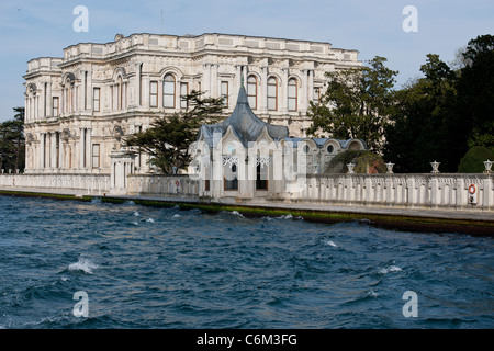 Beylerbeyi Palace is situated on the Asian shore of Istanbul.The palace stands close to the Asian leg of the Fatih Sultan Bridge Stock Photo