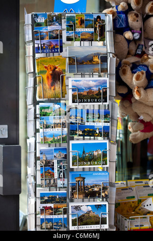 Edinburgh and scottish postcards on a rack Scotland UK Europe Stock Photo