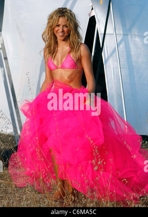 Shakira Wearing A Pink Bikini Top And Tulle Skirt While Posing For A Photoshoot Ibiza Spain