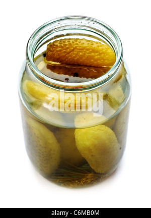 Download Image Of Opened Glass Jar With Pickled Cucumbers Isolated Over White Background Stock Photo Alamy Yellowimages Mockups