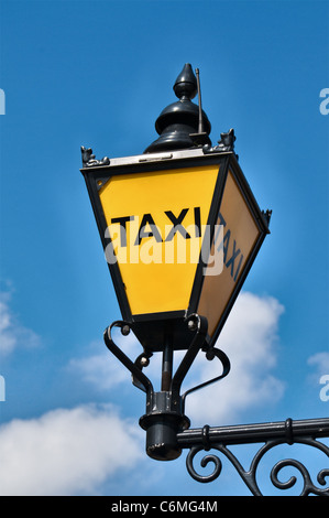 Taxi Lantern out side the houses of parliament Westminster London UK View from below underneath. Close up Stock Photo