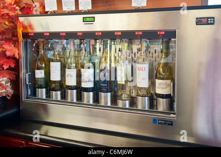 Wine tasting bar using a self-serve Enomatic system. Stock Photo