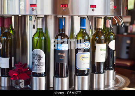 Wine tasting bar using a self-serve Enomatic system. Stock Photo