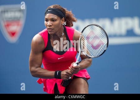 Serena Williams (USA) competing at the 2011 US Open Tennis. Stock Photo