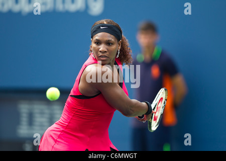 Serena Williams (USA) competing at the 2011 US Open Tennis. Stock Photo