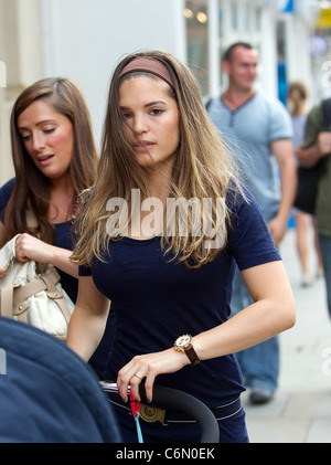 Carly Zucker aka Carly Cole The wife of Chelsea football player Joe Cole, out with friends and baby daughter, Ruby Tatiana, in Stock Photo