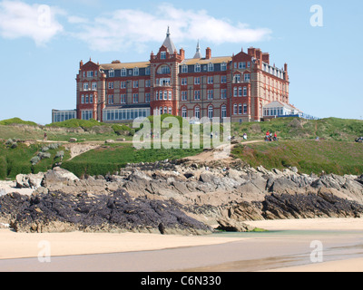 The Headland Hotel, Fistral Beach, Newquay, Cornwall, UK Stock Photo