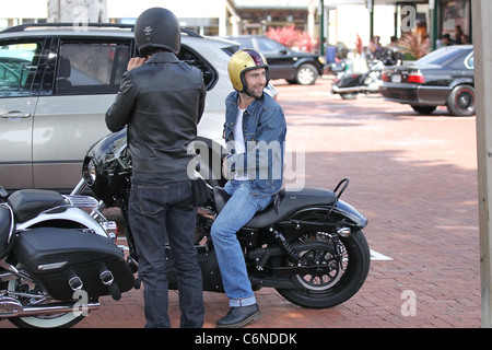 Adam Levine out and about on his motorcycle at Malibu Country Mart in Stock Photo: 38580295 - Alamy