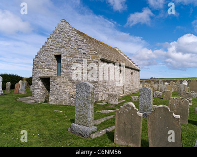 dh St Boniface PAPA WESTRAY ORKNEY 12th century parish church of gravestones churchyard cemetery scotland kirk orkneys graves Stock Photo