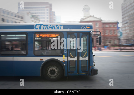 CT Transit bus is pictured in Hartford, Connecticut, Saturday August 6, 2011. Stock Photo