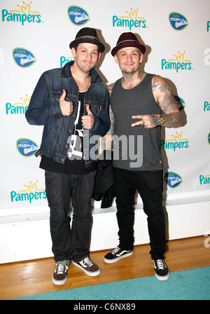 Joel Madden and brother Benji Madden of Good Charlotte Pampers 'Daddy Play Date' Fathers Day celebration at the Metropolitan Stock Photo