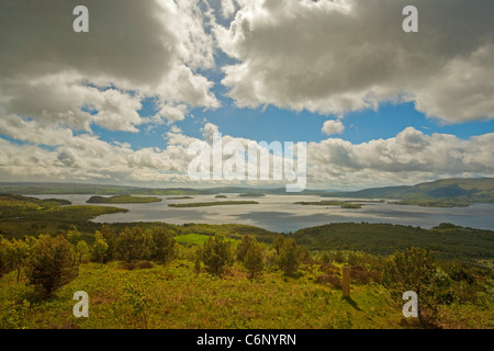 The view over Loch Lomond from the Forest for a thousand years at Cashel Stock Photo