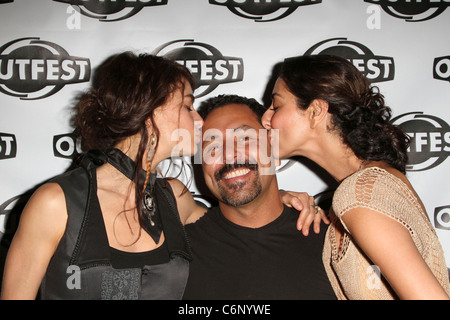 Traci Dinwiddie, Necar Zadegan and guest The Los Angeles Premiere of 'Elena Undone' during the 28th Annual Outfest Film Stock Photo