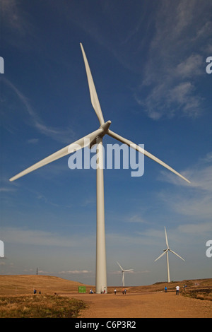 visitors at Whitelee Wind Farm near Eaglesham Stock Photo