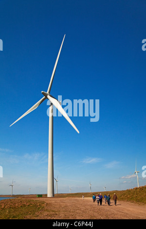 visitors at Whitelee Wind Farm near Eaglesham Stock Photo