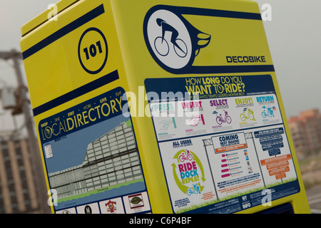 A DecoBike station is pictured in Long Beach, NY, Monday August 1, 2011. DecoBike is a bicycle sharing system. Stock Photo