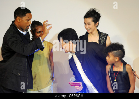 Will Smith, ,Jada Pinkett Smith, Jackie Chan, Willow Smith and Li Bingbing attend the premiere of 'The Karate Kid' Beijing, Stock Photo