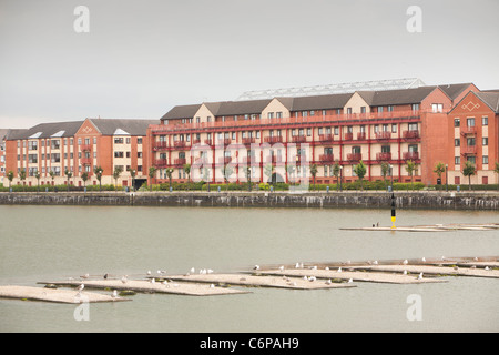 New apartment blocks at Preston Docks, Lancashire, UK. Stock Photo