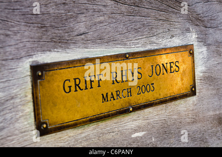 Brass plaque for the actor Griff Rhys Jones at Clevedon Victorian Pier Stock Photo