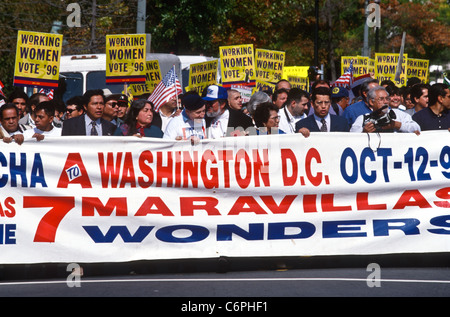Thousands of Hispanic-Americans march demanding simplified citizenship procedures October 12, 1996 in Washington, DC Stock Photo