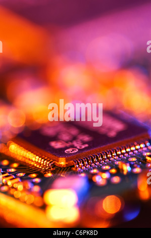 Close view of computer hard drive electronics. Stock Photo