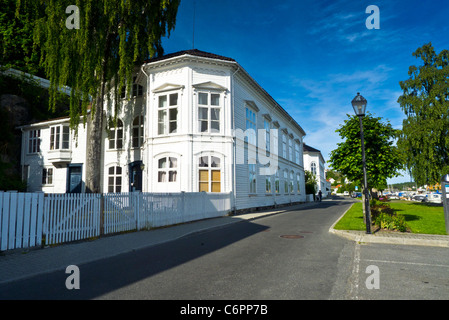 White wooden houses in Risør, Norway Stock Photo