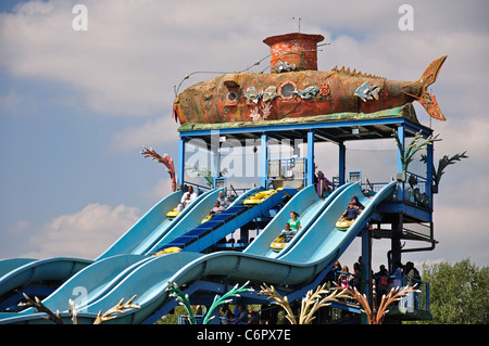 'Depth Charge' ride, Thorpe Park Theme Park, Chertsey, Surrey, England, United Kingdom Stock Photo