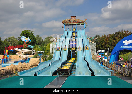 'Depth Charge' ride, Thorpe Park Theme Park, Chertsey, Surrey, England, United Kingdom Stock Photo