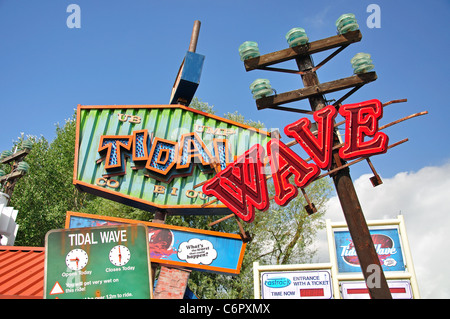 Tidal Wave Ride entrance, Amity Cove, Thorpe Park Theme Park, Chertsey, Surrey, England, United Kingdom Stock Photo