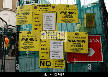 City of Westminster parking information sign on a street in London, England, U.K. Stock Photo