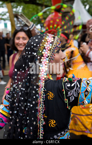 Dancers procession during Incredible India presentation at Geneva Festival Stock Photo