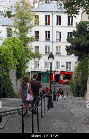 People ascending the steps in Montmartre Paris Stock Photo