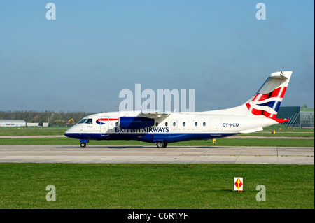British Airways aircraft prepares for take off at Manchester Airport Stock Photo
