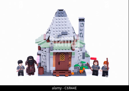 A Hagrids Hut childs lego set on a white background Stock Photo