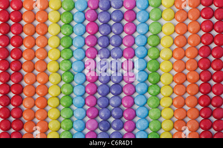 Candy pattern using lines of smarties. Stock Photo