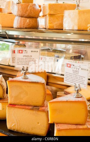 a selection of cheeses at C'est Cheese, Santa Barbara, California, United States of America Stock Photo