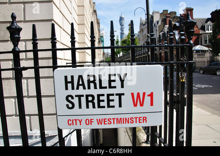 Street sign, Harley Street, City of Westminster, London, Greater London, England, United Kingdom Stock Photo