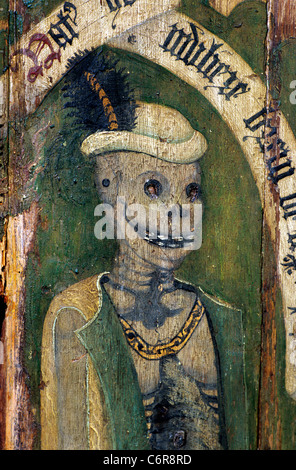 Sparham, Norfolk, Rood Screen, Dance of Death, detail of male skeleton English screens church churches England UK Medieval danse Stock Photo