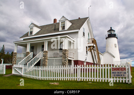Pemaquid Point Lighthouse at Pemaquid point near New Harbor, Maine. Stock Photo