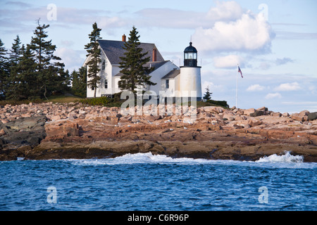 Winter Harbor Lighthouse on Mark Island, near Winter Harbor, Maine. Stock Photo