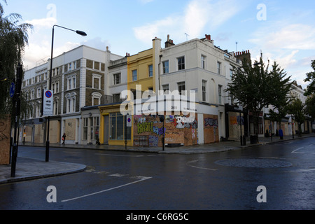 Counter measures to protect businesses during the Notting Hill Carnival in London. Stock Photo