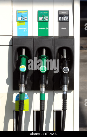 fuel pumps at a petrol station, uk Stock Photo - Alamy