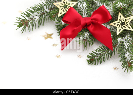 Closeup of Christmas Ornaments on White. Stock Photo