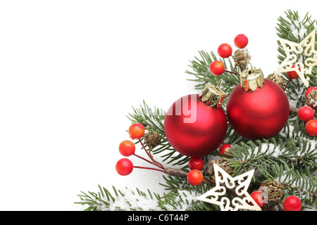 Closeup of Christmas Ornaments on White. Stock Photo