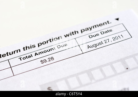 Credit card bill statement and total amount due Stock Photo