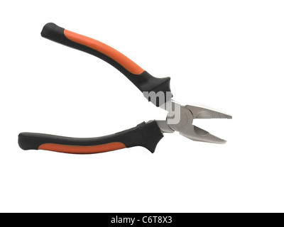 Flat-nose Combination pliers on a white background. Isolated image. Stock Photo