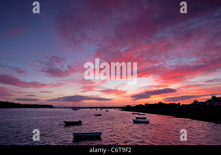 Sunset over Findhorn Bay, Moray Firth, Scotland Stock Photo