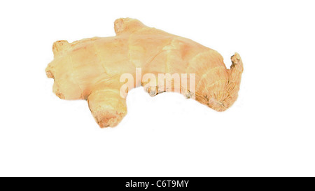 Piece of ginger root isolated on white background Stock Photo